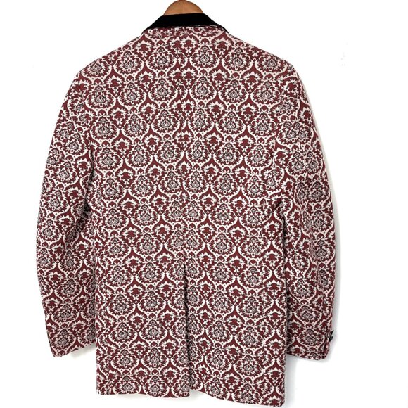 Palm Beach red Wh  Brocade  Tuxedo Prom Formal Jacket Vintage 70’s - Picture 4 of 15